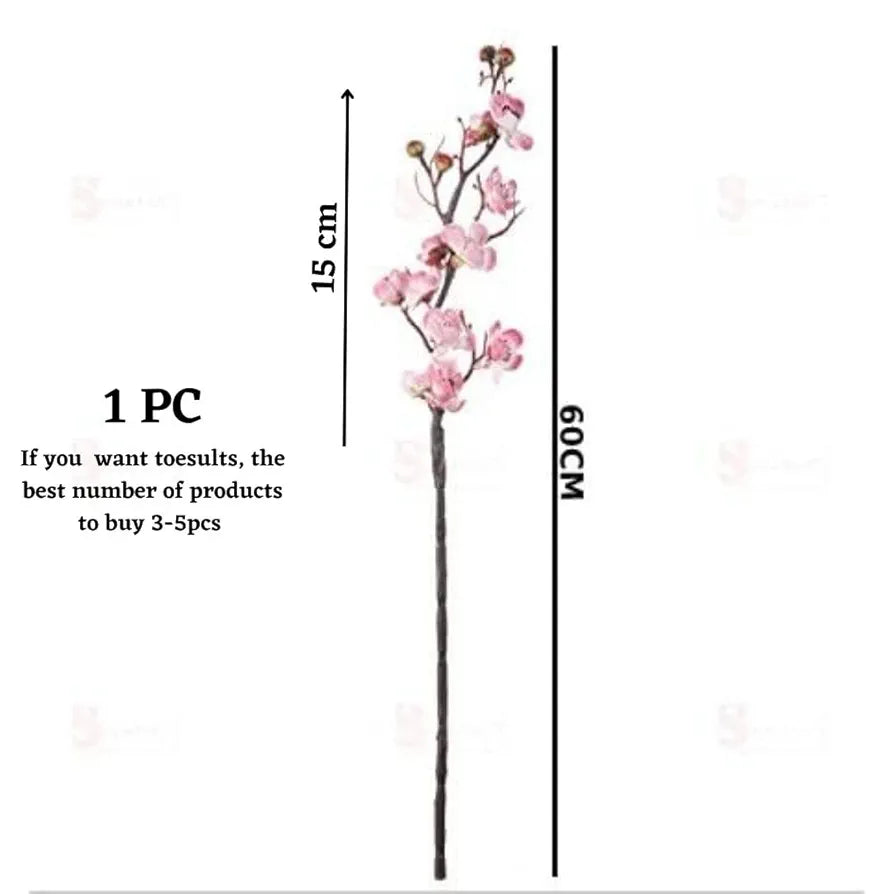 SATYAM KRAFT 3 Sticks Artificial Blossom Flower Bouquet Sticks for Home Decor, Bedroom, Living Room, Table, Balcony, Office, Wedding, Pooja, Anniversary Decorations – Pink